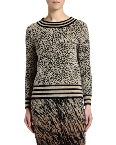 Antonio Marras Striped Micro Animal-jacquard Sweater In Black/brown