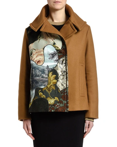 Antonio Marras Patchwork Landscape-jacquard Peacoat In Beige