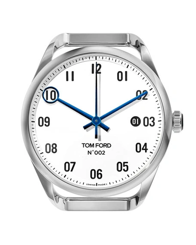 Tom Ford Men's Automatic Round Polished Stainless Steel Case, White Dial, Large