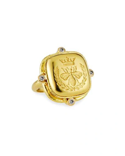 Elizabeth Locke Women's Gold 19k Yellow Gold & Diamond Queen Bee Large Cushion Ring