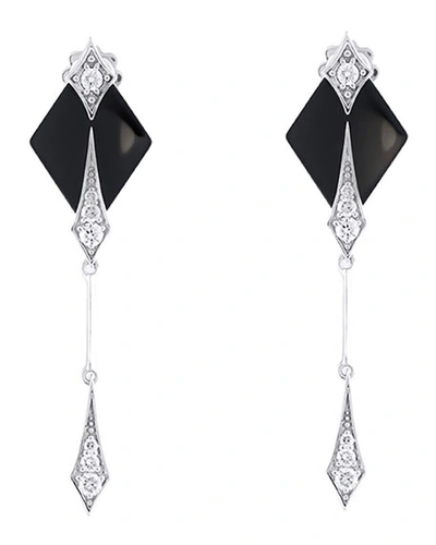 Roberto Demeglio Diva Black Ceramic & 18k White Gold Diamond Dangle Earrings In Metallic