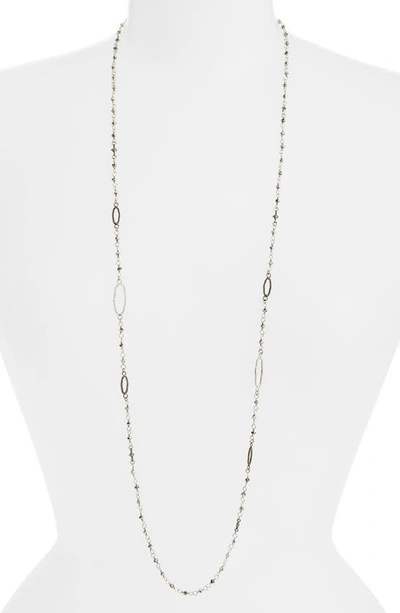 Armenta New World Long Pyrite Necklace, 30"l In Blackened Silver/ Silver
