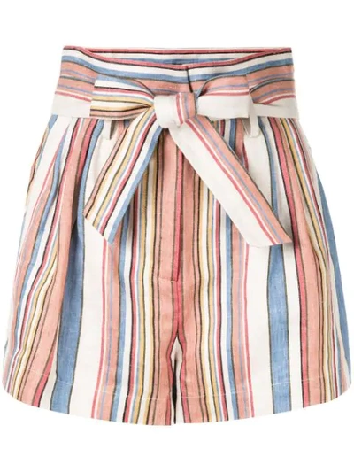 Frame Birkin Striped High-rise Linen Shorts In Multicolour