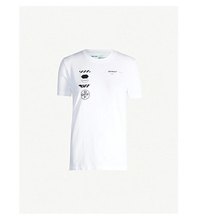 Off-white Logo-print Cotton-jersey T-shirt In White