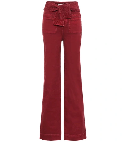 Ulla Johnson Wade Belted High-waisted Wide-leg Jeans In Red