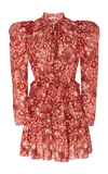 Ulla Johnson Prissa Floral-print Cotton-blend Mini Dress In Orange