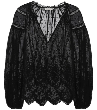 Ulla Johnson Harper Cotton Eyelet Blouse In Black