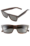 Saint Laurent Men's Patterned Rectangle Sunglasses In Dark Havana