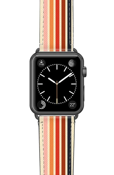 Casetify Retro Saffiano Faux Leather Apple Watch Band In Space Grey