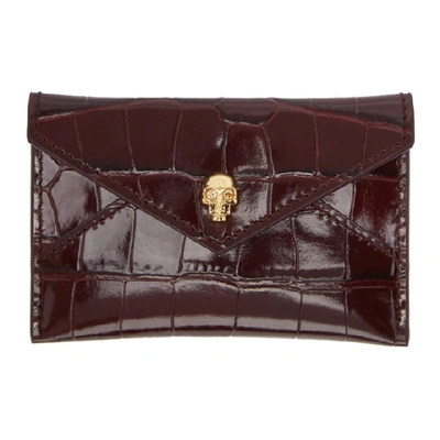Alexander Mcqueen Crocodile-effect Leather Card Holder In 6230 Red Ve