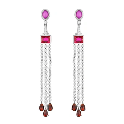 Atelier Swarovski Flowering Fuchsia Long Earrings Swarovski Created Ruby