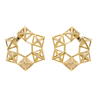 Atelier Swarovski Double Diamond Statement Earrings Genuine Rose Quartz