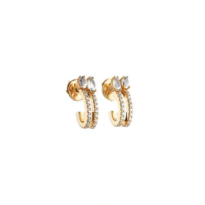 Atelier Swarovski Arc-en-ciel Double Hoop Earrings Swarovski Genuine Topaz 18k Rose Gold