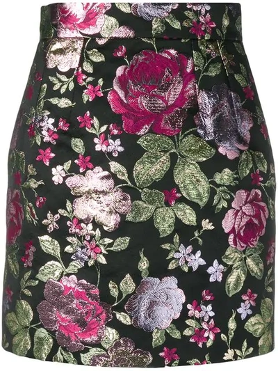Dolce & Gabbana Floral Pattern Skirt In Black