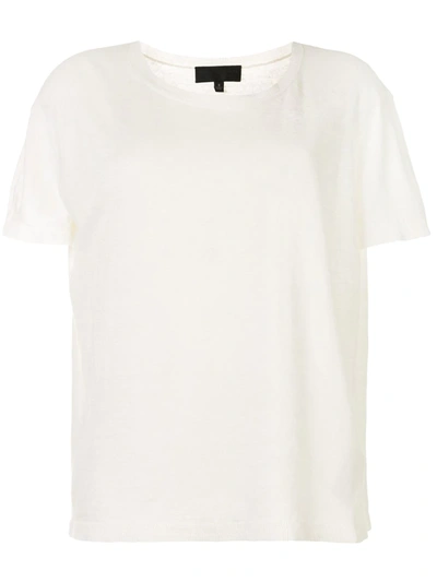 Nili Lotan Slub Linen-jersey T-shirt In Ecru