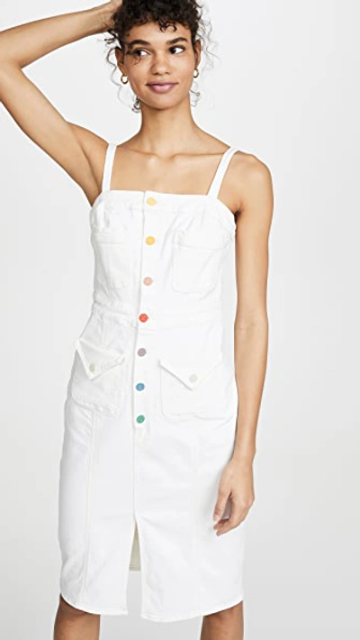 Mother To The Point Button Front Denim Dress In Taste The Rainbow