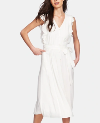 1.state Sleeveless Ruffle-trim Midi Dress In Soft Ecru