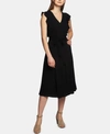 1.state Sleeveless Ruffle-trim Midi Dress In Rich Black