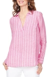 Nydj Striped Linen Top In Pink Dream Stripe