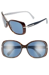 Prada Heritage 57mm Rectangle Sunglasses - Havana/ Blue Solid