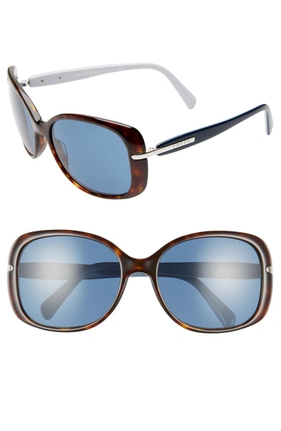 Prada Heritage 57mm Rectangle Sunglasses - Havana/ Blue Solid