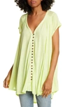 Free People Highland Button Blouse In Light Yellow
