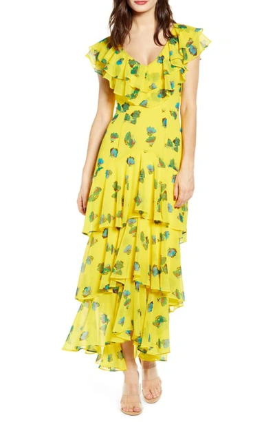 Wayf Chelsea Tiered Ruffle Maxi Dress In Yellow Petal