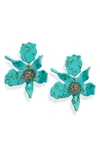 Lele Sadoughi Crystal Lily Clip-on Earrings In Turquoise