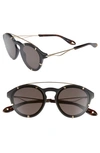Givenchy Acetate & Metal Round Sunglasses In Black/ Gold/ Brown