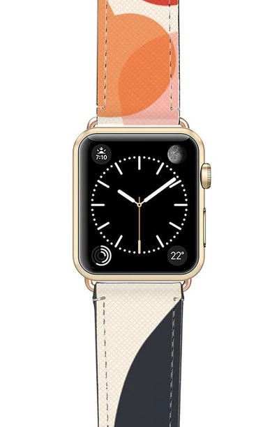 Casetify Cool Beans Saffiano Faux Leather Apple Watch® Band In Pink/ Blue/ Gold