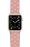 Casetify Polka Dots Saffiano Faux Leather Apple Watch Band In Pink/ White/ Gold