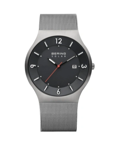 Bering Men's Slim Solar Stainless Case And Mesh Watch In Grey