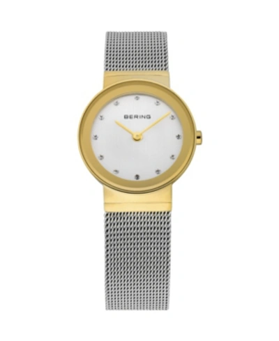 Bering Ladies Classic Two-tone Stainless Steel Mesh Watch In Silver