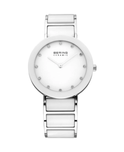 Bering Ladies Ceramic Bezel And Smooth Link Watch In White