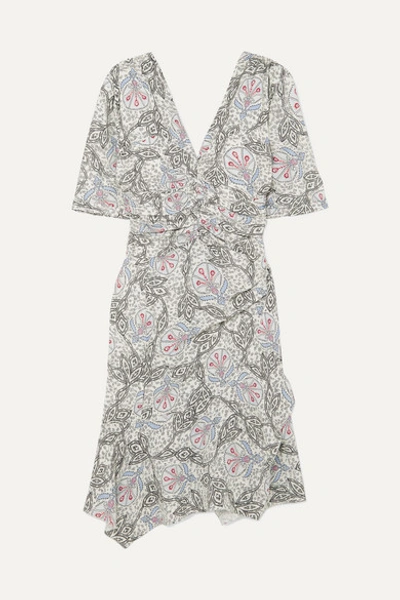 Isabel Marant Arodie Printed Crepe De Chine Dress In Gray