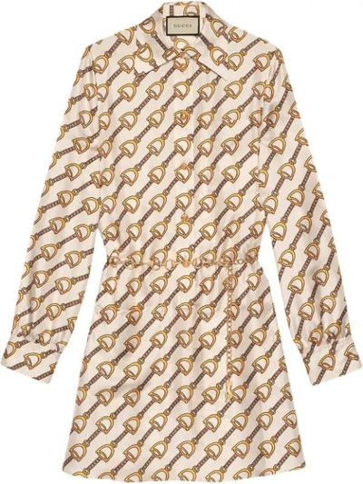 Gucci Stirrups Print Silk Twill Dress