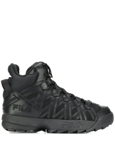 Fila Hi-top Oversized Sole Sneakers In Black