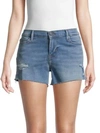 Hudson Raw Edge Jean Shorts In Cool Blue