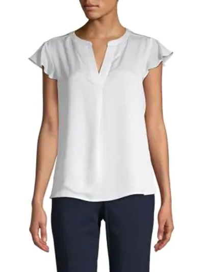 Calvin Klein Petite Dotted Cap-sleeve Top In White