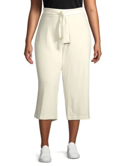 Calvin Klein Plus Front-tie Culottes In Soft White