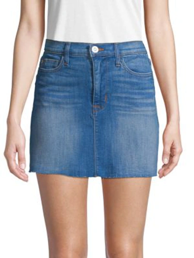 Hudson Raw Edge Mini Denim Skirt In Middle Sky