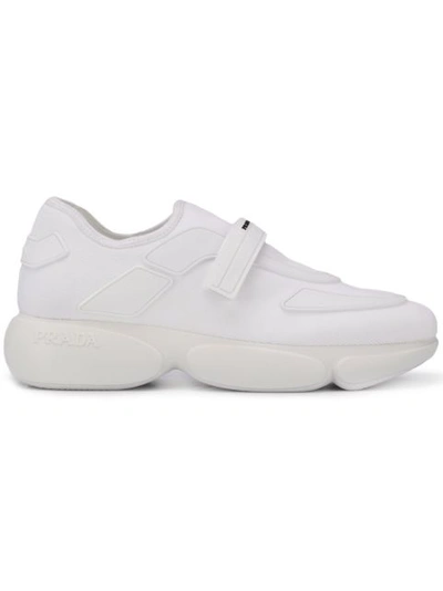 Prada White Tonal Sock Cloudbust Sneakers