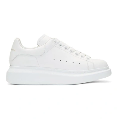Alexander Mcqueen Leather Exaggerated-sole Sneakers In Cream