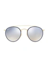 Ray Ban Rb3647 51mm Mirrored Round Aviator Sunglasses In Gold Mirror