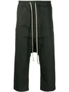 Rick Owens Drop Crotch Cropped Trousers In Black