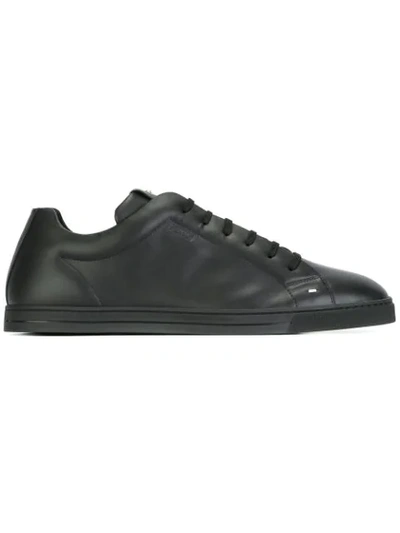 Fendi Men's Micro Bugs Leather Sneakers In Black