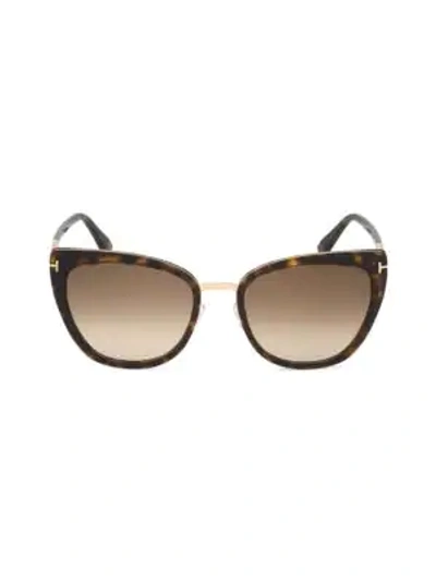 Tom Ford Simona Cat-eye Metal & Acetate Sunglasses In Brown