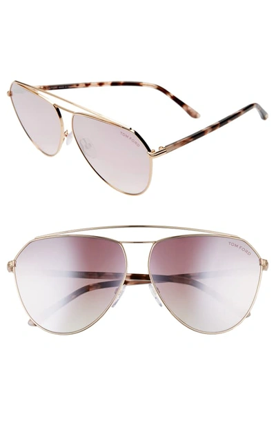 Tom Ford Women's Brow Bar Aviator Sunglasses, 63mm In Rose Gold/ Pink Gradient