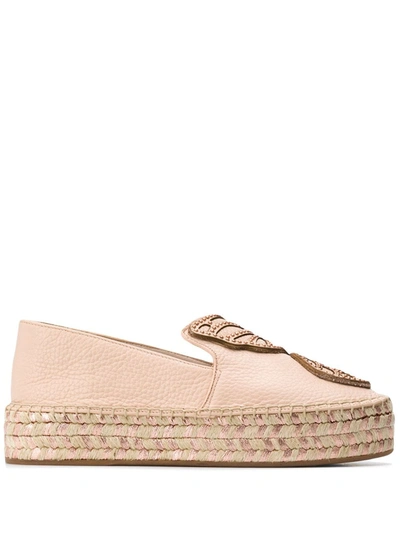 Sophia Webster Women's Bibibutterfly Embellished Platform Espadrille Flats In Rose Gold