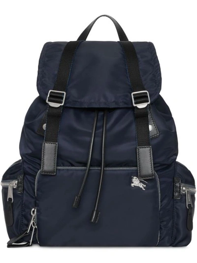 Burberry The Large Rucksack In Aviator Nylon And Leather In Blue